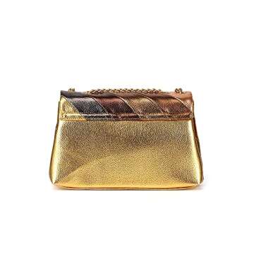 Metallic Gold Convertible Crossbody Bag for Women