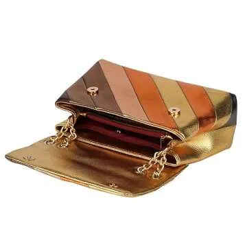 Metallic Gold Convertible Crossbody Bag for Women