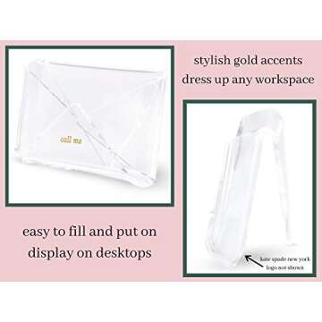 Kate Spade New York Business Card Holder for Women, Stylish Clear Acrylic Business Card Organizer for Desktop, Call Me