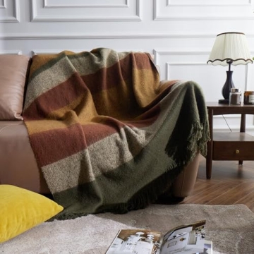 ZonLi 50" x 60" Cozy Yellow Plaid Throw Blanket
