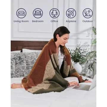 ZonLi 50" x 60" Cozy Yellow Plaid Throw Blanket