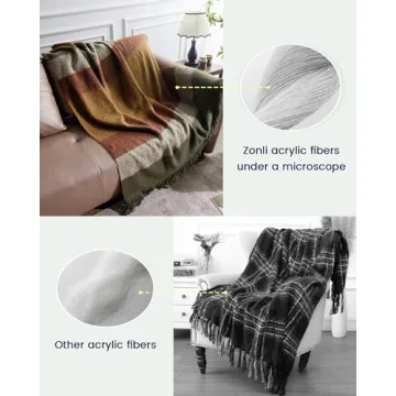 ZonLi 50" x 60" Cozy Yellow Plaid Throw Blanket