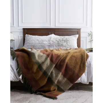 ZonLi 50" x 60" Cozy Yellow Plaid Throw Blanket