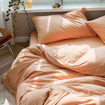 Luxury AMWAN Peach Pink Duvet Cover Queen Set in Cotton