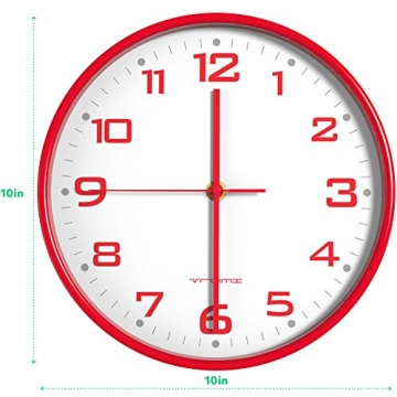 Vremi 10 Inch Silent Wall Clock for Home and Office