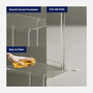 HMYHUM Clear Acrylic Side Table, C Shaped End Table for Sofa, Small Snack Tables for Living Room, Bedroom, Bathroom, 3 Tiers