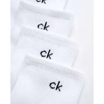 Calvin Klein Men's Quarter Socks - 6 Pack Cushioned Mini Crew Athletic Socks for Men - Breathable Men's Sports Socks (7-12), Size 7-12, White