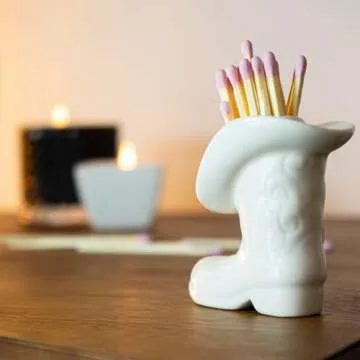 Charming Cowboy Boot Match Holder for Home Decor