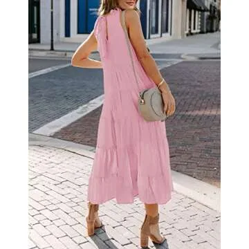 HAEOF Sleeveless Halter Maxi Dress for Summer Elegance