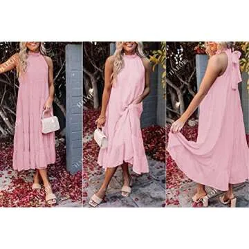 HAEOF Sleeveless Halter Maxi Dress for Summer Elegance