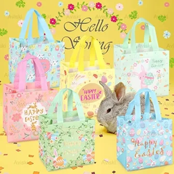 Vibrant 6PCS Easter Egg Hunt Bags - Perfect for Gifts