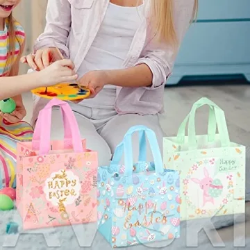 Vibrant 6PCS Easter Egg Hunt Bags - Perfect for Gifts