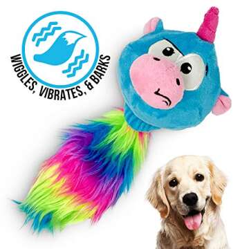 Hyper Pet Doggie Pal Unicorn Interactive Plush Dog Toys (Wiggles, Vibrates, and Barks – Dog Toys f...
