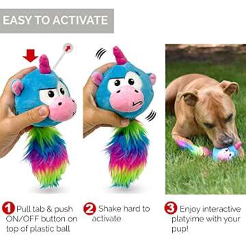 Hyper Pet Doggie Pal Unicorn Interactive Plush Dog Toys (Wiggles, Vibrates, and Barks – Dog Toys for Boredom and Stimulating Play)