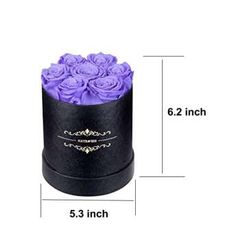 NATROSES Preserved Real Roses in a Box Roses That Last Up to 3 Years, Long Lasting Roses Gifts for Her, Valentines Day Gifts for Her (Light Purple)