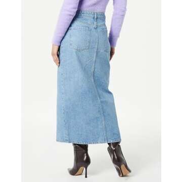The Drop Women's Dixon Denim Column Skirt, Medium Indigo, L