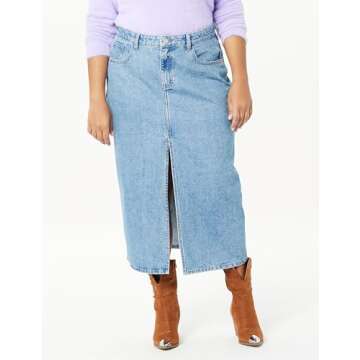 The Drop Women's Dixon Denim Column Skirt, Medium Indigo, L