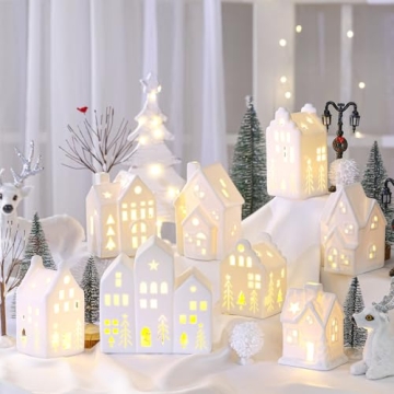 Cindeer 26 Pcs Ceramic Christmas Village Set for Festive Decor