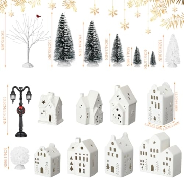 Cindeer 26 Pcs Ceramic Christmas Village Set for Festive Decor