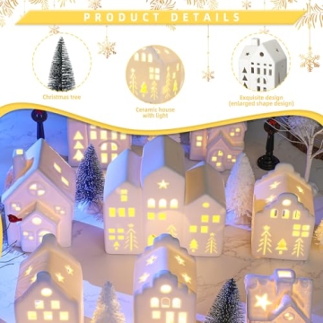 Cindeer 26 Pcs Ceramic Christmas Village Set for Festive Decor