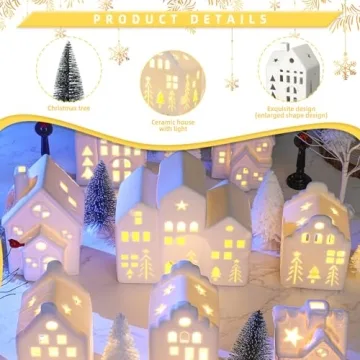 Cindeer 26 Pcs Ceramic Christmas Village Set for Festive Decor