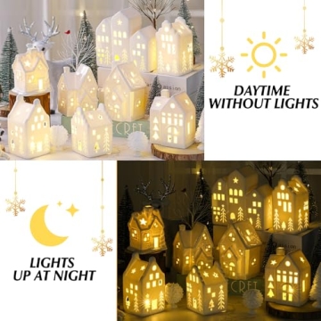 Cindeer 26 Pcs Ceramic Christmas Village Set for Festive Decor