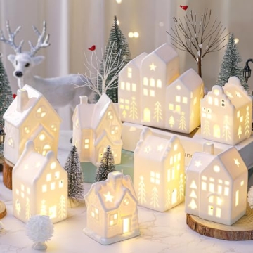 Cindeer 26 Pcs Ceramic Christmas Village Set for Festive Decor