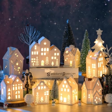 Cindeer 26 Pcs Ceramic Christmas Village Set for Festive Decor