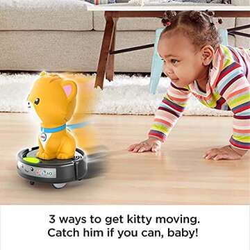 Fisher-Price Laugh & Learn Crawl-After Cat on a Vac, Musical Toy for Crawling Babies and Walking Toddlers