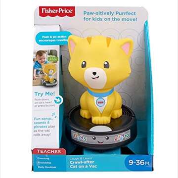 Fisher-Price Laugh & Learn Crawl-After Cat on a Vac, Musical Toy for Crawling Babies and Walking Toddlers