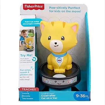 Fisher-Price Laugh & Learn Crawl-After Cat on a Vac, Musical Toy for Crawling Babies and Walking Toddlers