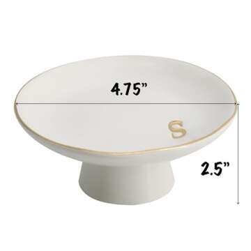 COLLECTIVE HOME - Ceramic Jewelry Tray, Decorative Monogram Jewelry Dish, Luxurious Trinket Tray wit...