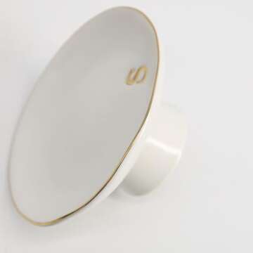 COLLECTIVE HOME - Ceramic Jewelry Tray, Decorative Monogram Jewelry Dish, Luxurious Trinket Tray with High Base, Birthday Mother's Day Christmas Gift for Women (s)