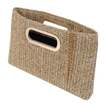Stylish Top Handle Straw Clutch for Summer Essentials