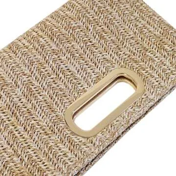Stylish Top Handle Straw Clutch for Summer Essentials