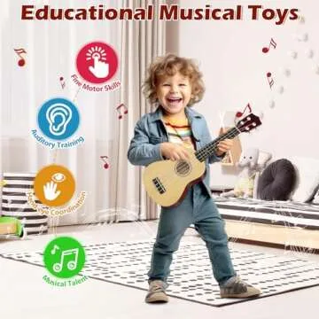 Toy Ukulele for Beginner Kids Guitar Toys for 3 4 5 6 Year Old Girls Boys Toddler Wooden Guitar Musical Instrument Toys for 3+ Year Old Kids Gifts Ages 3-5