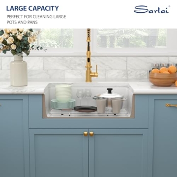 Sarlai 33 White Farmhouse Sink - 33x20 Inch Kitchen Sink Apron Front Ceramic Porcelain Vitreous Fireclay Single Bowl Farmer Sink Basin