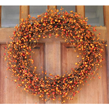 The Wreath Depot Weston Fall Berry Wreath, Handcrafted Designer Berry Wreath Spruces Up Your Decor, 24 Inches, Beautiful White Gift Box Included