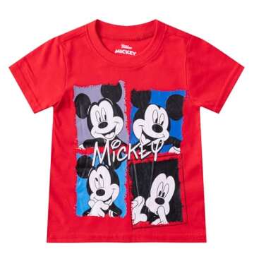Disney Little Boys' 3 Pack Mickey T-Shirts, Black, 4T