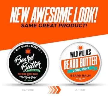 Wild Willies Beard Butter Leave-In Conditioner - Organic Beard Balm for Fast Beard Growth, Beard Care Softener - Beard Cream for Men to Remove Itch & Dandruff, Restores Moisture - Cool Mint, 2 Oz
