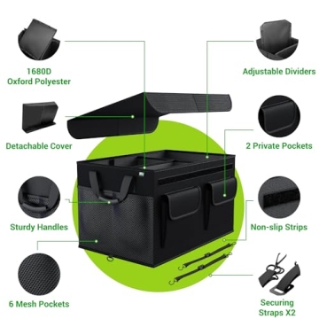 MIU COLOR Car Trunk Organizer with Lid and Handles