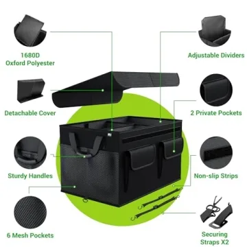 MIU COLOR Car Trunk Organizer with Lid and Handles