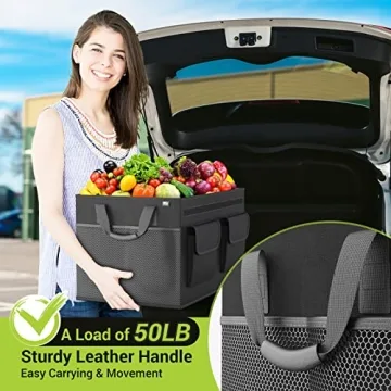 MIU COLOR Car Trunk Organizer with Lid and Handles