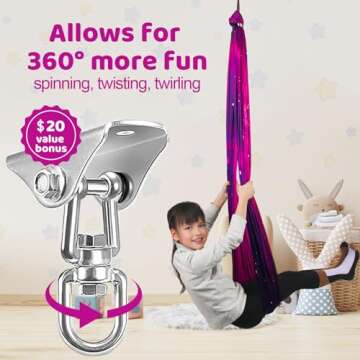 HiCamer Double Layer Sensory Swing for Kids & Adults Holds up to 300lbs Indoor and Outdoor Therapy Cuddle Swing with 360° Swivel Hanger Kit Adjustable Swing with Aspergers Autism ADHD (Galaxy Purple)