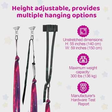 HiCamer Double Layer Sensory Swing for Kids & Adults Holds up to 300lbs Indoor and Outdoor Therapy Cuddle Swing with 360° Swivel Hanger Kit Adjustable Swing with Aspergers Autism ADHD (Galaxy Purple)