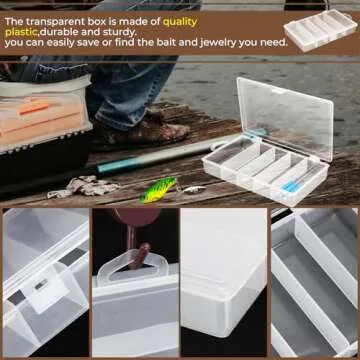 Fyess 3 Pack 5 Grid Plastic Fishing Tackle Storage Box Visible Bead Jewelry Making Findings Organizer Box,6.8" x 3.5" x 1.2"