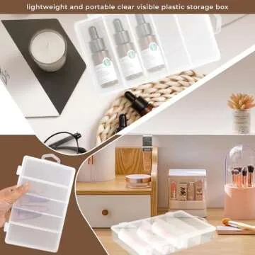 Fyess 3 Pack 5 Grid Plastic Fishing Tackle Storage Box Visible Bead Jewelry Making Findings Organizer Box,6.8" x 3.5" x 1.2"