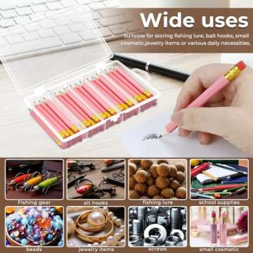 Fyess 3 Pack 5 Grid Plastic Fishing Tackle Storage Box Visible Bead Jewelry Making Findings Organizer Box,6.8" x 3.5" x 1.2"