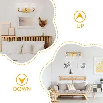 MAXvolador Bathroom Vanity Light, 3-Light Gold Vanity Lighting Fixture, Modern Wall Sconce Lights, Farmhouse Wall Mount Over Mirror Vanity Lamps