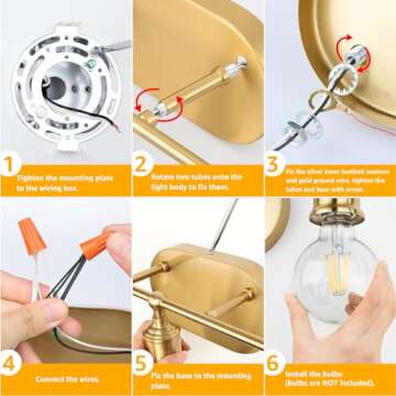 MAXvolador Bathroom Vanity Light, 3-Light Gold Vanity Lighting Fixture, Modern Wall Sconce Lights, Farmhouse Wall Mount Over Mirror Vanity Lamps